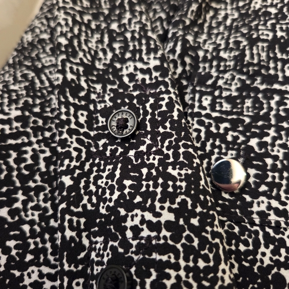 Express Black & White Classic Shirt Dress Long Sleeve Zip Front Tie Waist Small - Picture 13 of 15